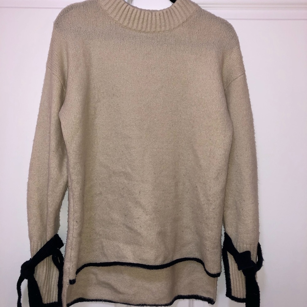 Cream Sweater with Knot Sleeves